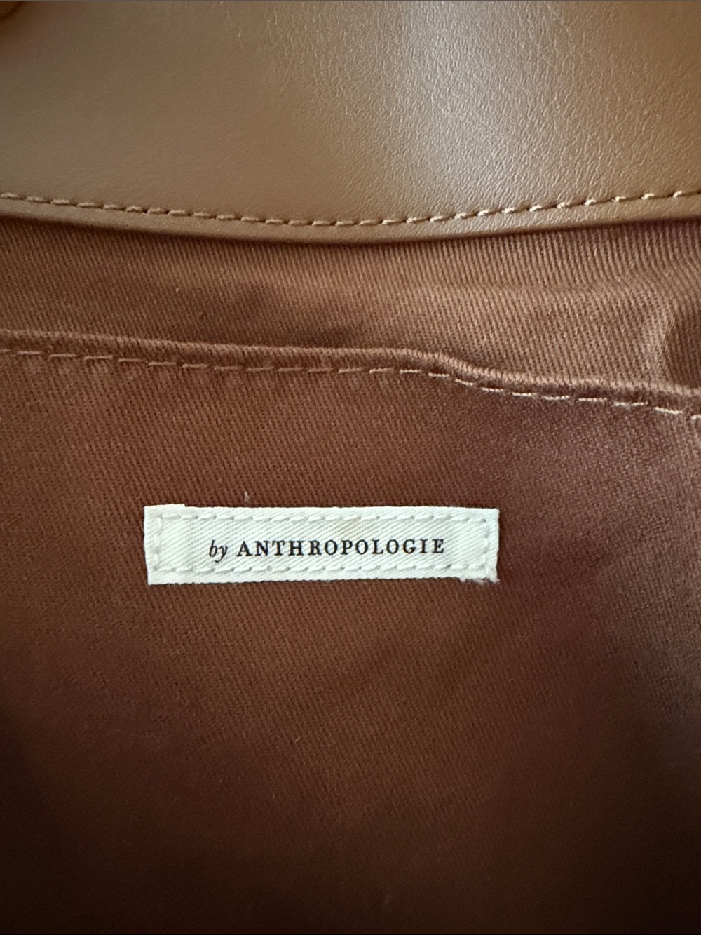Anthropologie Brown Floral Mixed-Media Tote with Blue & Pink Accents - Picture 2 of 4
